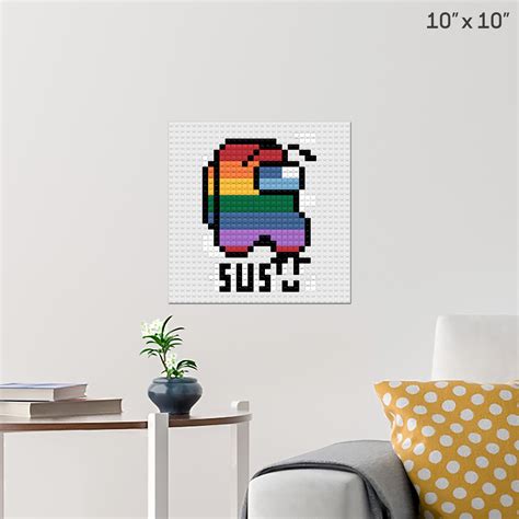 Among us: Rainbow crewmate Wall Poster - Build Your Own with Bricks! - BRIK