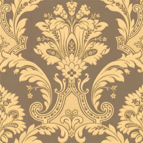 - Metallic Gold and Chocolate Damask Wallpaper - View in Your Room! | Houzz