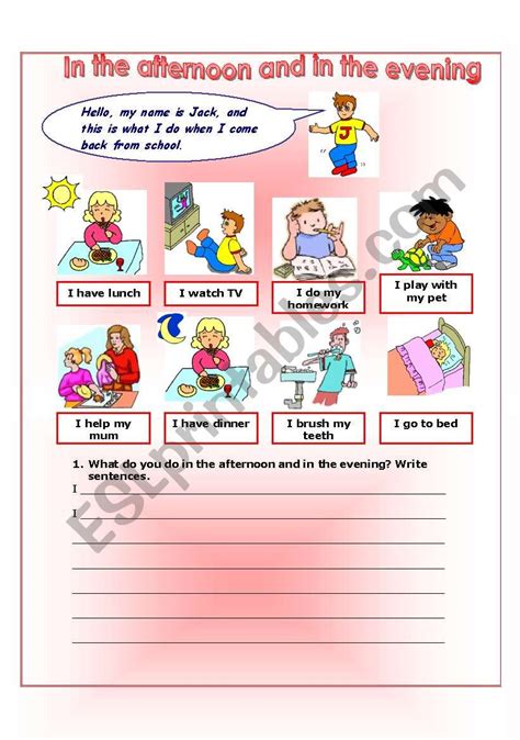 daily routines in the afternoon and in the evening - ESL worksheet by e ...