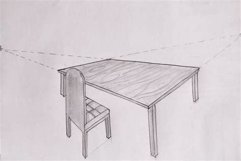 Draw a sketch of a table and chair using one point or twopoint ...