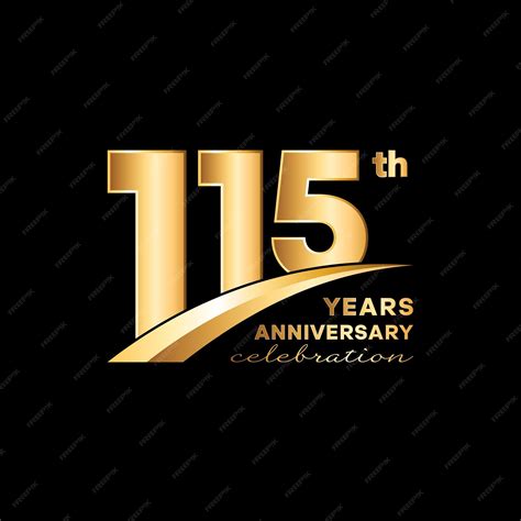 Premium Vector | 115 year anniversary logo with a golden number on a black background