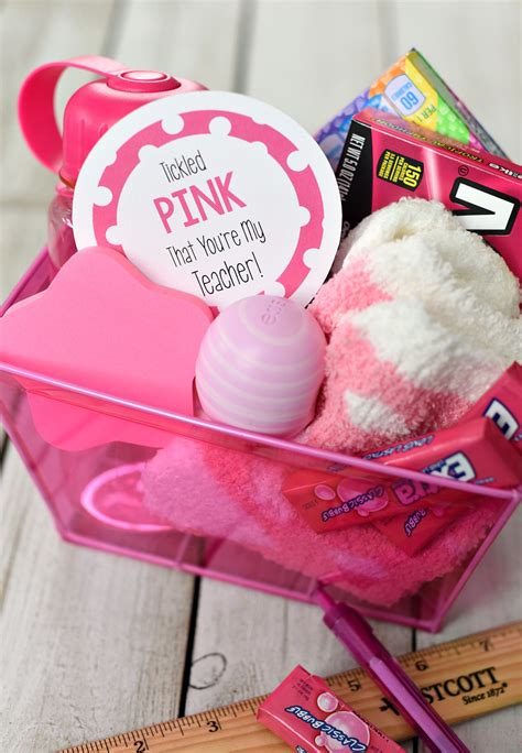 Cute "Tickled Pink" Teacher Gifts | Teacher gift baskets, Best teacher ...