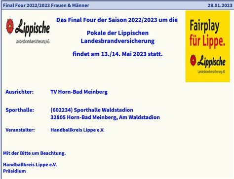 Final-Four um die Pokale der Lippischen Landesbrandversicherung, Waldstadion, Lemgo, May 13 2023 ...