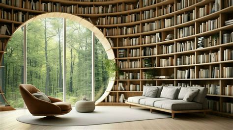 indoor library with modern bookshelf comfortable armchair 32941910 ...