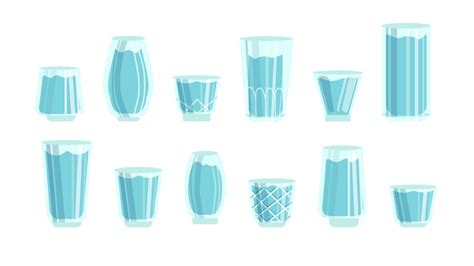 set of water glasses of various shapes and sizes, hand-drawn ...