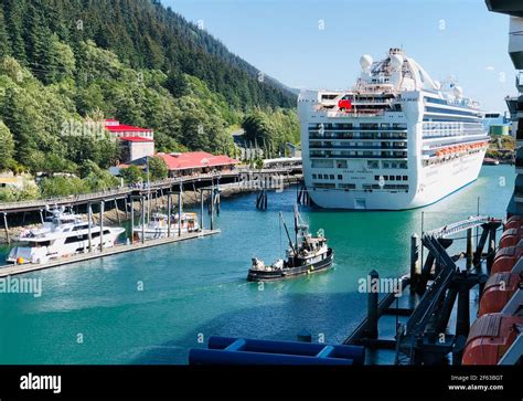 View of the Juneau Alaska Cruise Ship port and tourist center Stock ...