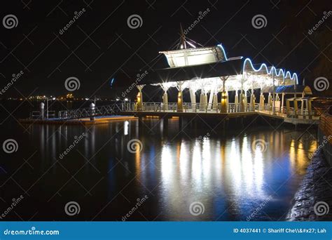 Ferry terminal at night stock image. Image of shipping - 4037441