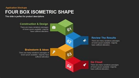 PowerPoint Isometric Shapes Four Box Template | Slidebazaar