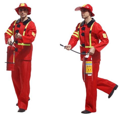 Halloween Cosplay Costume Male Adult Performance Firefighters Costume Men Firemen Costumes Adult ...