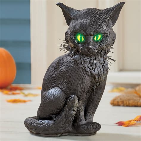 Screeching Animated Black Cat Statue Halloween Decoration | Collections ...