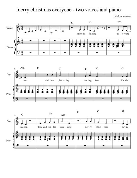 merry christmas everyone - two voices and piano Sheet music | Download free in PDF or MIDI ...