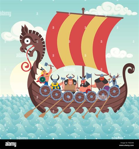 Cartoon Viking ship sailing Stock Vector Image & Art - Alamy