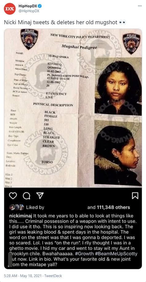 Nicki Minaj Reflects on Being 'on the Run' by Posting 2003 Mugshots