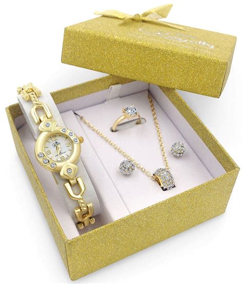 New! Gold Watch Jewelry Gift Set Woman Girlfriend Ladies Female Wife Mom Sister Her Birthday ...