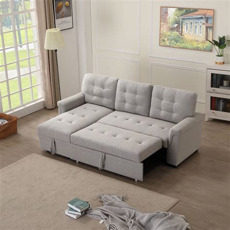 Upholstery Twin Sleeper Tufted Sofa Bed for Livingroom, 33'' x 86'' x 54.5'' Mid-Century ...