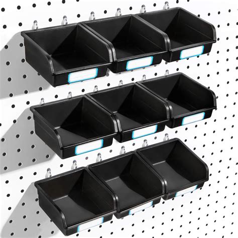 Pegboard Bins with Hooks and Labels, for Organizing Accessories, 10 ...