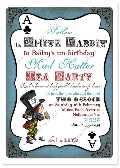 Mad Hatters Tea Party Printable Invitation