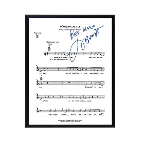 Jimmy Buffett Autographed Margaritaville Sheet Music Replica, 11 X 14 Inches FRAME INCLUDED - Etsy