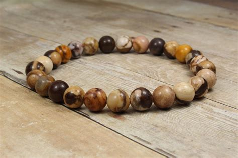 Zebra Stone Bracelet, Zebra Jasper Beads, Brown Stone Jewelry | Stone ...