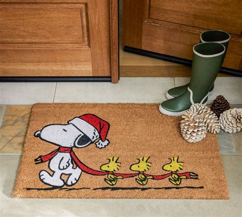 Peanuts™ Winter Snoopy™ & Woodstock™ Doormat | Pottery Barn