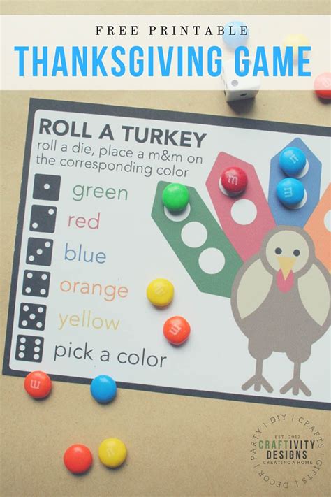 Printable Roll a Turkey Game - Free Thanksgiving Game for Kids! | Thanksgiving games for kids ...