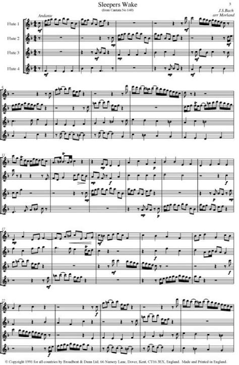 Bach - Three by Bach (Flute Quartet) - Score Digital Download - Broadbent & Dunn Ltd - Sheet ...