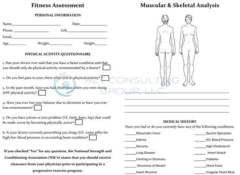 Printable Fitness Assessment Form - Printable Forms Free Online