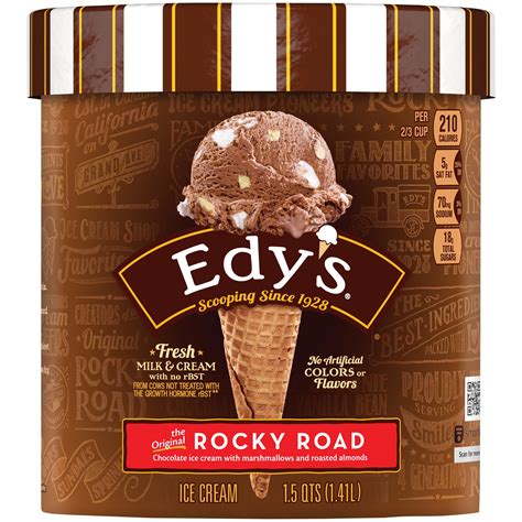 EDY'S/DREYER'S The Original Rocky Road Ice Cream, 1.5 Qt. Tub | Made with fresh milk & cream and ...