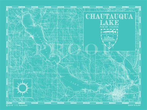 Map of Chautauqua Lake, NY | Custom maps | Bank and Surf