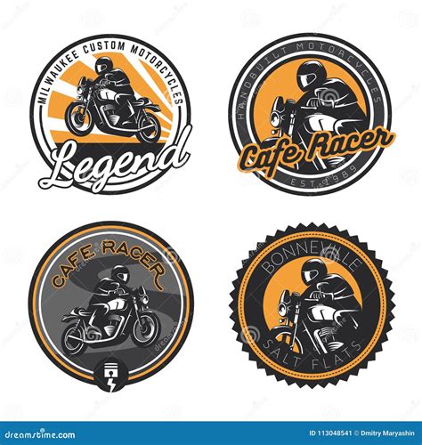 Set of Classic Motorcycle Emblems. Stock Vector - Illustration of ...