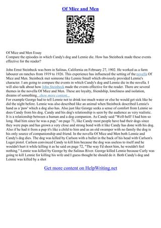 Of Mice And Men Candy Essay | PDF