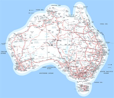 Large detailed map of Australia with roads, railroads and cities | Australia | Oceania ...