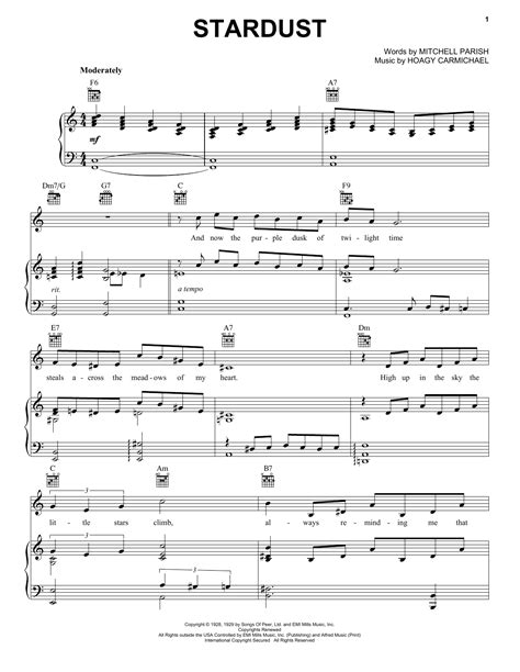 Frank Sinatra "Stardust" Sheet Music Notes | Download Printable PDF ...