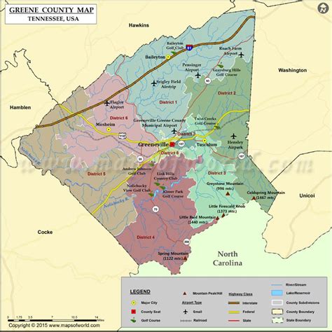 Greene County Map, TN | Map of Greene County Tennessee