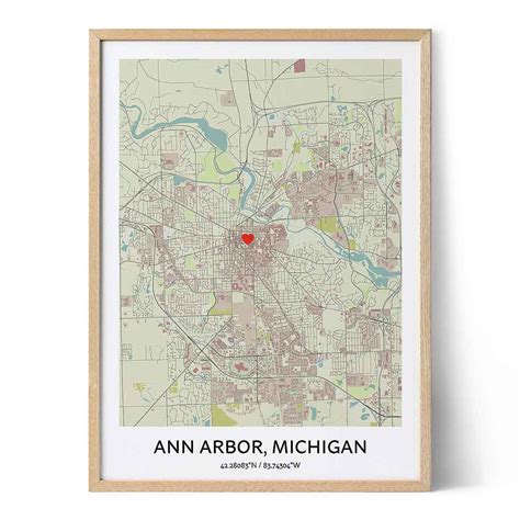 Ann Arbor Map Poster - Your City Map Art - Positive Prints