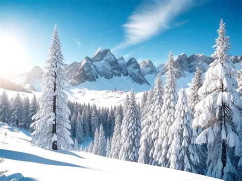 Premium AI Image | Beautiful snowy landscape of a pine forest