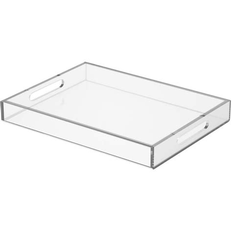 Clear Serving Tray 12x16 Inches -Spill Proof- Acrylic Decorative Tray Organiser for Ottoman ...