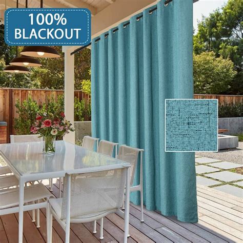 Waterproof Outdoor Rich Linen Patio Curtain 100% Blackout Curtain Panels - Extra Wide Curtains ...