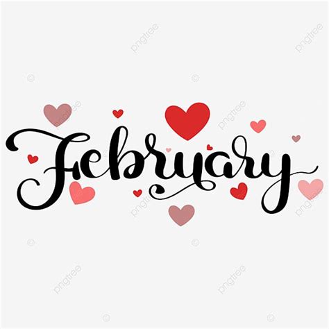 Hello February Vector Art PNG, Hello February Month Text Hand Lettering ...