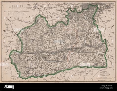 SURREY. Chertsey Guildford Dorking. County map. Railways. BR DAVIES ...