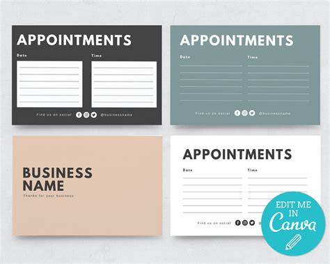 Big & Bold Appointment Card Template / Editable Appointment - Etsy