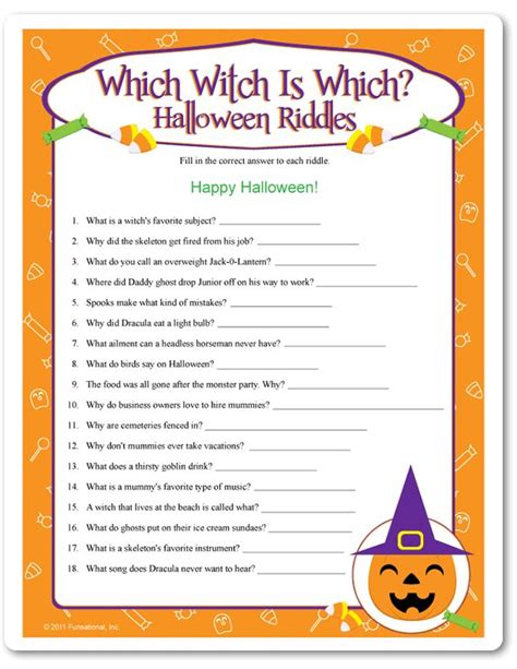 Printable Which Witch Is Which? Halloween Riddles - Pumpkin | Halloween riddles, Halloween class ...