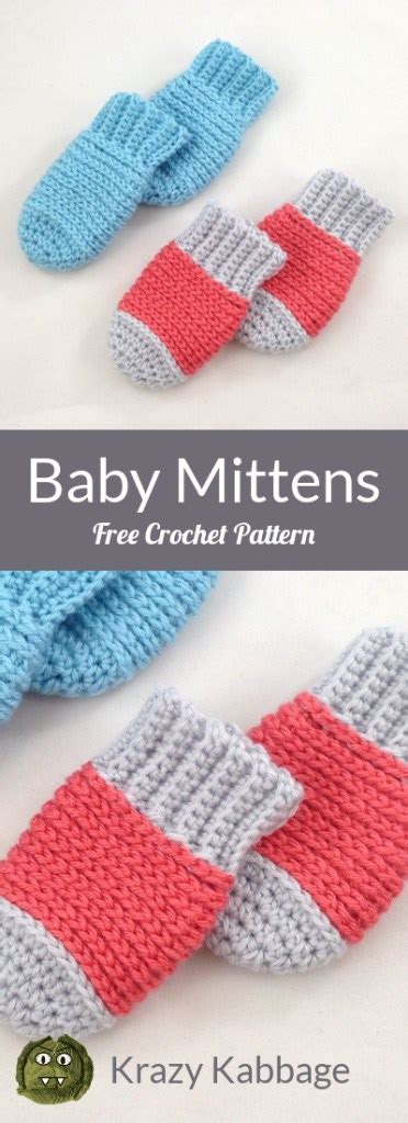 Ribbed Baby Mittens Free Crochet Pattern – Krazy Kabbage