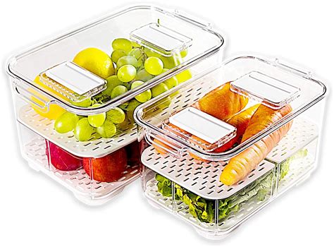 Buy elabo Food Storage Containers Fridge Produce Saver- Stackable Refrigerator Organizer Keeper ...