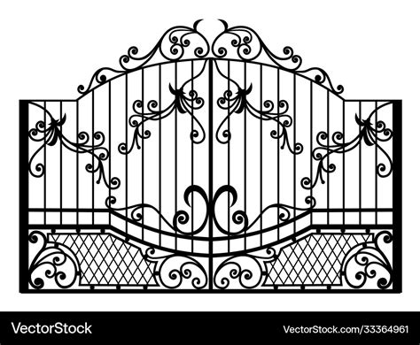 Silhouette wrought iron gate Royalty Free Vector Image