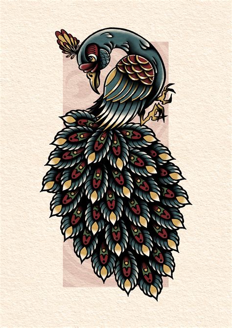 ArtStation - Traditional Peacock - Tattoo Inspired Illustration