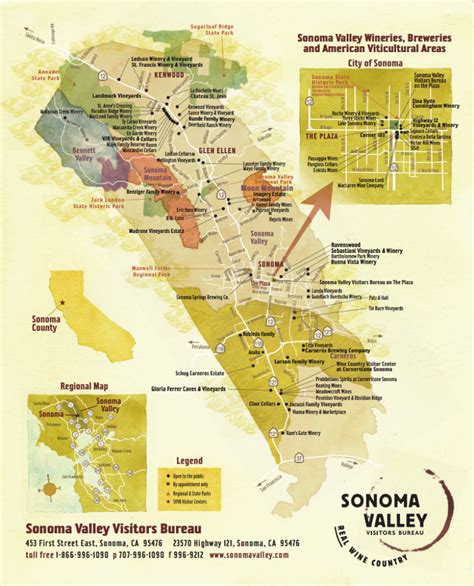 Sonoma Valley Wine Map - Best In Sonoma - Wine Tasting California Map ...