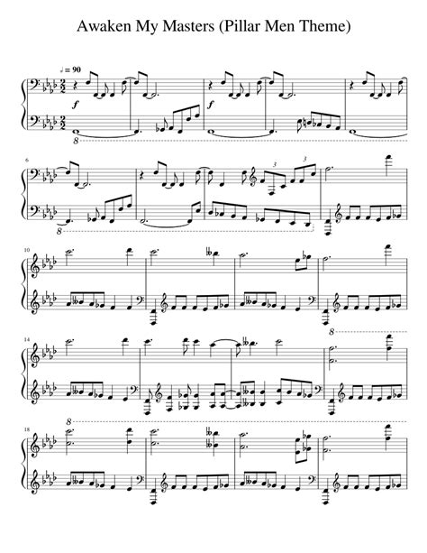 Awaken My Masters (Pillar Men Theme) Sheet music for Piano (Solo) | Musescore.com