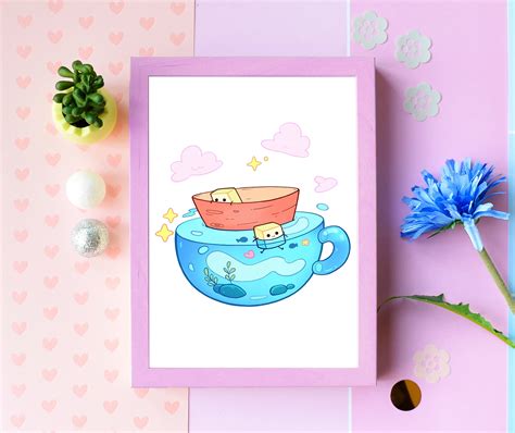 Cute Art Print Kawaii Adorable Art for Kids Wall Decor Gift | Etsy