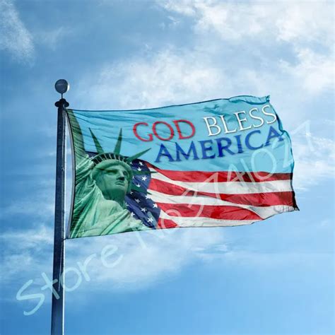 god bless America flag with digital print USA BANNER FLAG 3X5FT 150X90CM handing brass metal ...